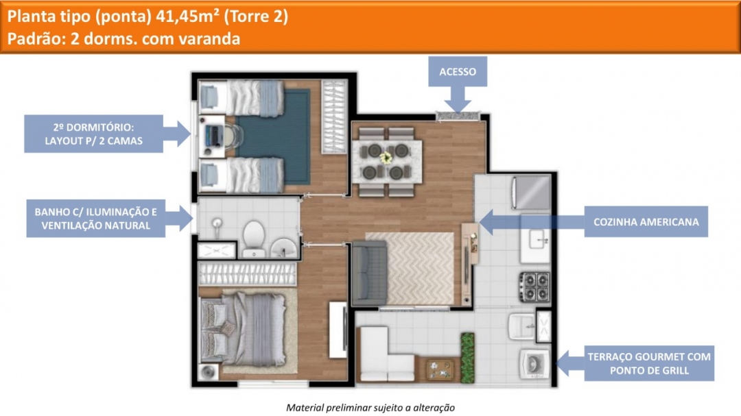 Apartamento, 2 quartos, 41 m² - Foto 3